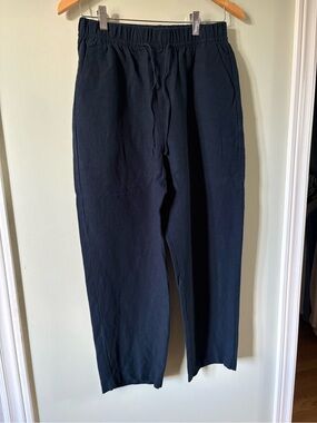 H & M Relaxed Fit Women’s Drawstring Pants in Navy Linen S